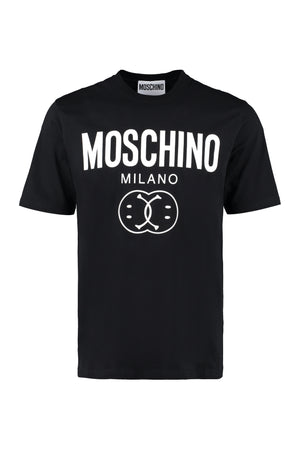 T-shirt in cotone con stampa Moschino Smiley-0